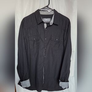 BKE Black and Gray Button-Up Long Sleeve Shirt